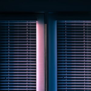 blinds with light pinkish shade